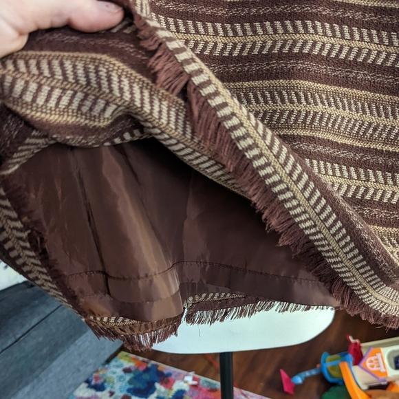 Bob Timberlake Striped Mini Skirt Size 4 Brown Frayed Hem Boho Southwestern - Picture 10 of 10